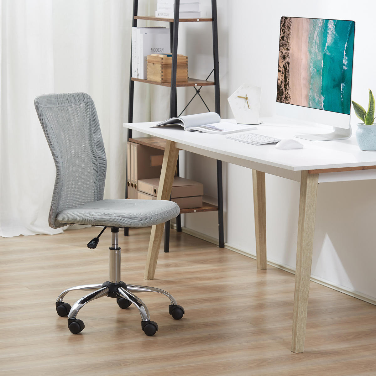 DREHSTUHL ergonomisch höhenverstellbar DE-11657 Chromgestell 360° Grau - Grau, Textil (58/100/43cm) - ComfortXL