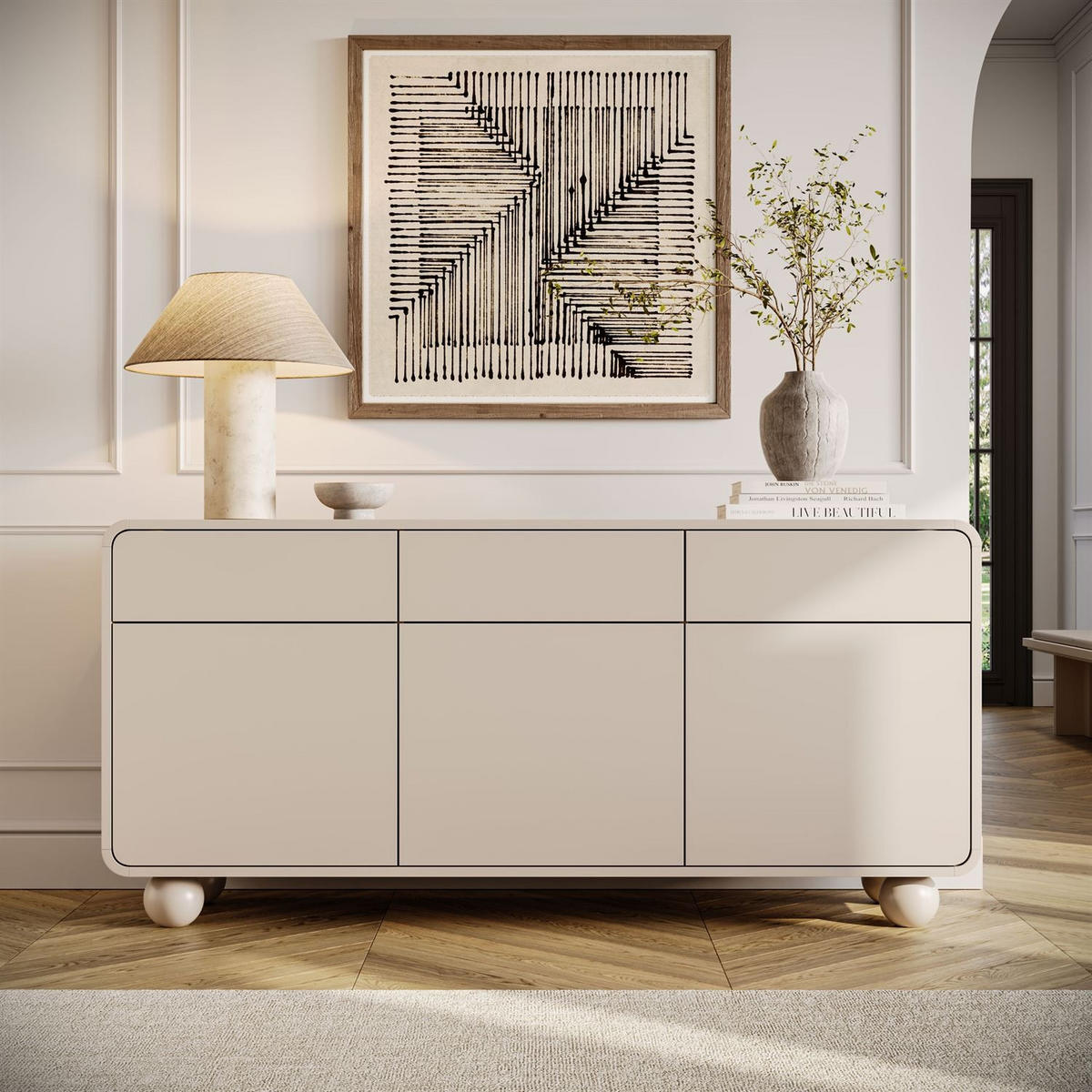 KOMMODE OLIVIO KSZ160 dreiteilig mit Schubladen - Kaschmir, Holzwerkstoff (160/75/39cm) - Lookway