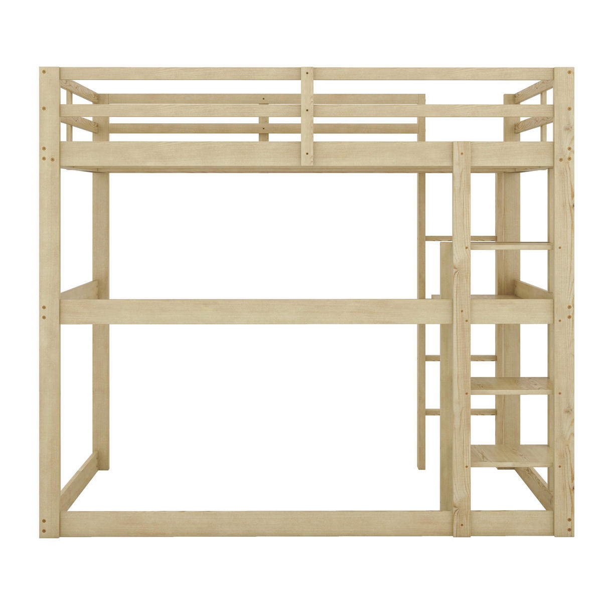 HOCHBETT 140/200 cm mit Schreibtisch, 4 Ablagefächern und Stauraum aus Kiefer , Natur - Naturfarben, Holzwerkstoff (140/200cm) - Redom