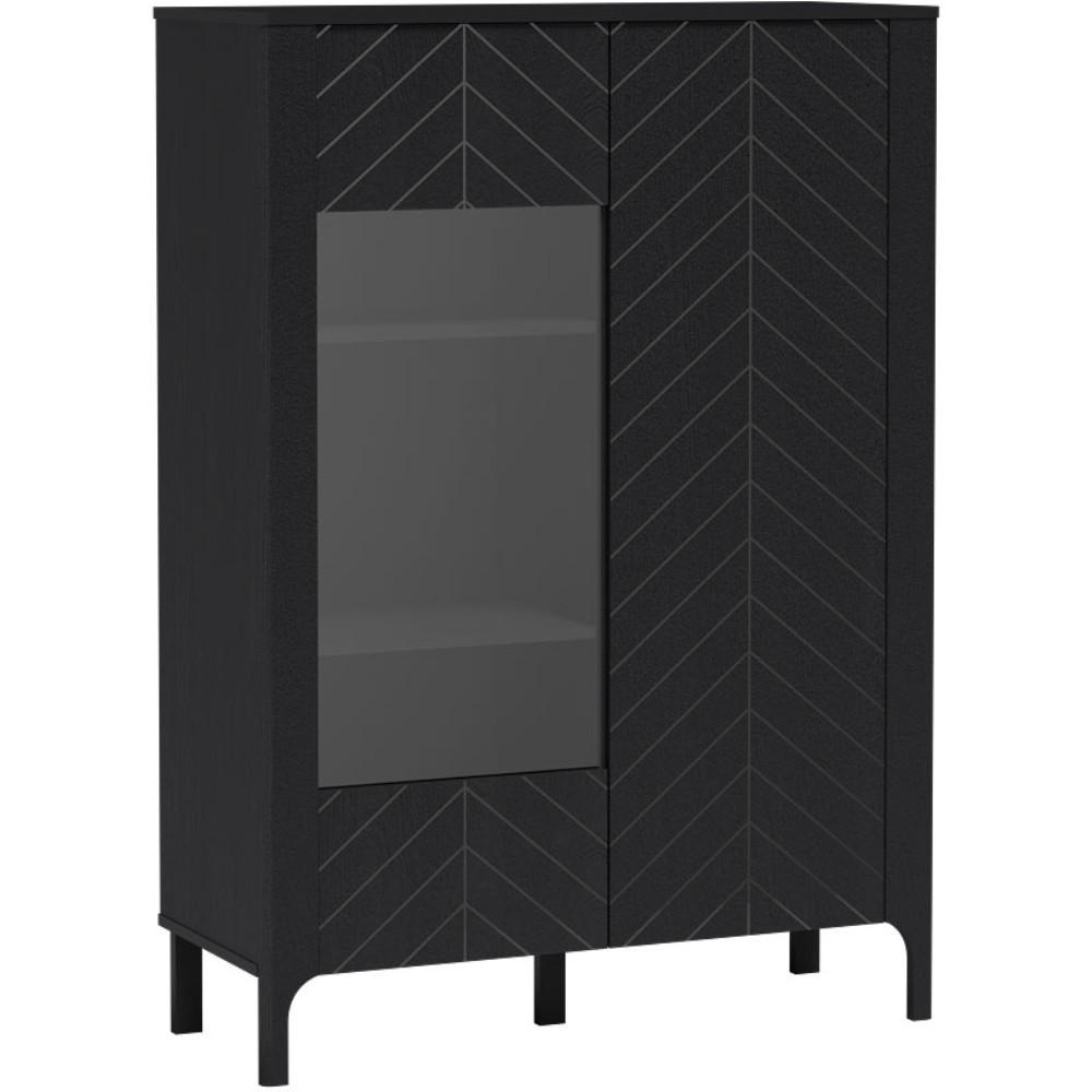 Beautysofa Vitrine Schwarz 103x145x40.5 cm