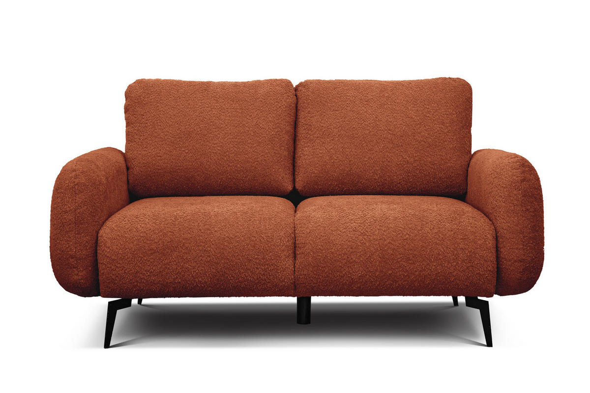 SOFA FEBE 2-Sitzer, dunkelorange - Dunkelorange/Schwarz, Holz/Textil (160/82/96cm) - Courtois Laville