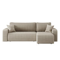 ECKSOFA L-FORM Schlaffunktion Und Bettkasten Eckcouch MILANO L Stoff Dicker Cord Dunkelbeige Rechts - Cappuccino, Holz/Textil (244/142cm) - Kaiser Möbel
