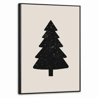 LEINWAND Bilder mit Rahmen - Weihnachtsbaum - Schwarz - Urlaub - Beige - 60x80 - Schwarz, Textil (60/80cm) - MuchoWow