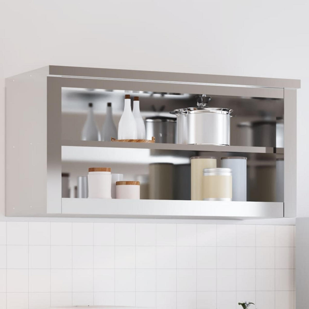 KÜCHEN-WANDSCHRANK Mit Ablage Edelstahl - Silberfarben, Metall (40/46/92cm) - vidaXL