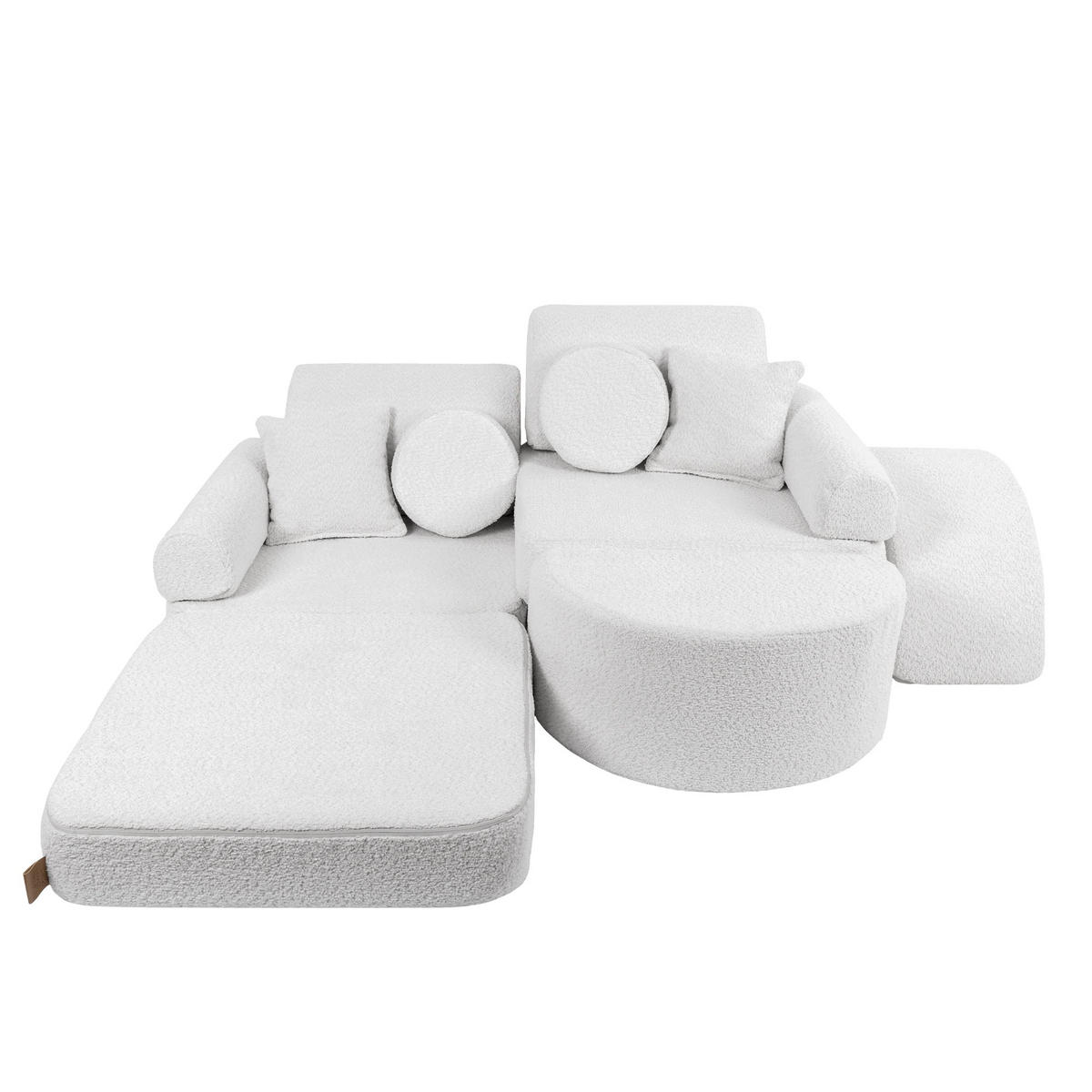 KINDERSOFA Pocket Max modular 12-tlg. aus Bouclé in Weiß - Weiß, Textil (120/25/60cm) - MeowBaby
