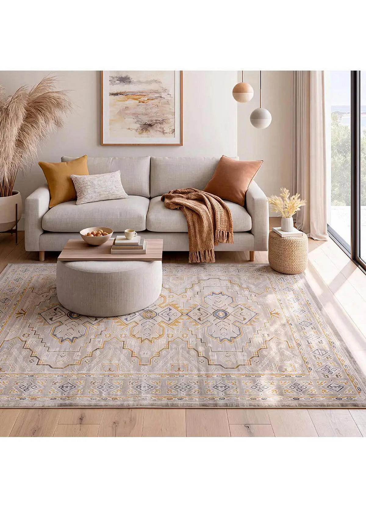 KURZFLORTEPPICH Beige / Senf Berta 115/170 cm - Dunkelgelb, Textil (115/170cm) - Atticgo