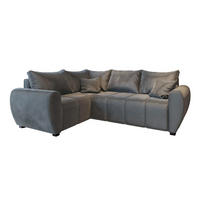 ECKSOFA MADISON L L-S Grau Plüsch-Stoff mit Schlaffunktion - Grau, Holz (235/175cm) - MASSENO