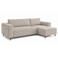 ECKSOFA mit Schlaffunktion und Bettkasten Rio, Ecksofa Cordstoff Hellgrau, Ottomane Universal, 249x142 cm - Hellgrau, Textil (249/142cm) - Marpur