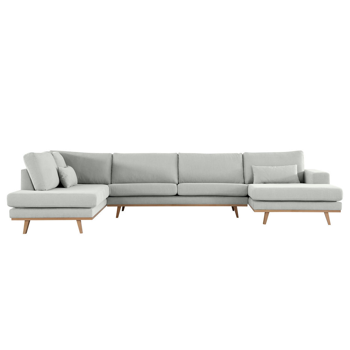 WOHNLANDSCHAFT mit Longchair - Buchefarben/Grau, Textil (371/81/219cm) - home24