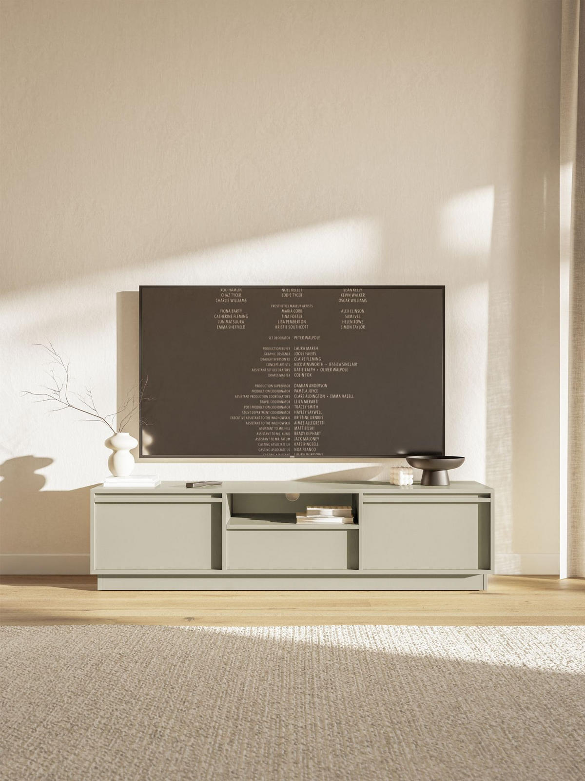 TV-MÖBEL Evo Greige 154 cm - Kaschmir, Holzwerkstoff (154/39.4/39cm) - Selsey