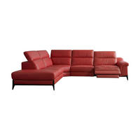 ECKSOFA Texas Echtleder mit 1 x Relaxfunktion Rot - Rot, Leder/Metall (274/238cm)