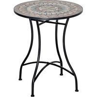 GARTENTISCH 60/60/71 cm beige-schwarz aus Keramik mit Mosaikplatte - Naturfarben, Keramik (60/60/71cm) - OKWISH