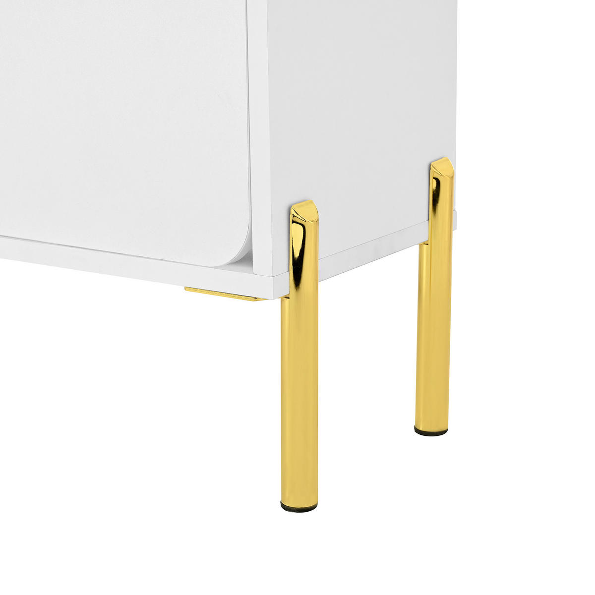 SCHUHSCHRANK in Weiß Schuhkommode mit 3 Türen, großem Stauraum und goldenen Schrankfüßen für Foyer, B73/T24/H120cm - Goldfarben/Weiß, Holzwerkstoff/Metall (73/120/24cm) - STILVORA