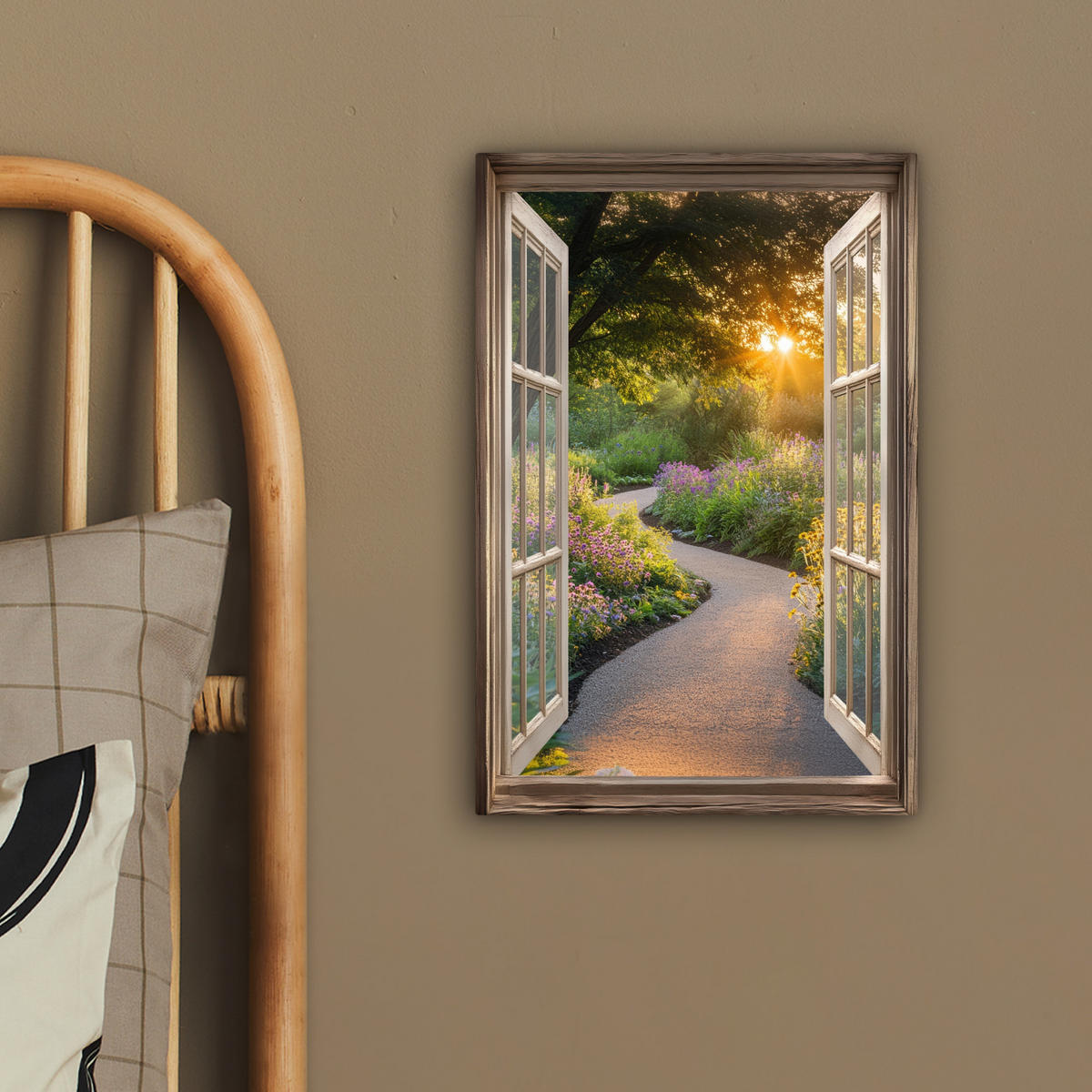 LEINWANDBILD Aussicht - Blumen - Natur - Sonne - Weg 20x30 cm - Hellgelb, Textil (20/30cm) - MuchoWow