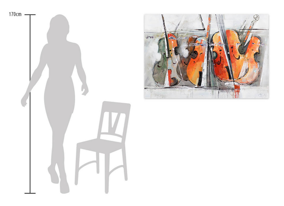 ACRYLBILD HANDGEMALT 120/80 cm - Orange/Grau, Holz/Textil (120/80cm) - KUNSTLOFT