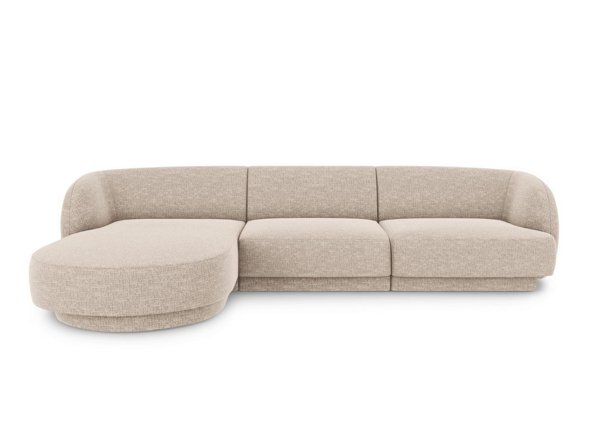 ECKSOFA links Miley aus Chenille-Stoff beige 4 Sitzplätze - Beige, Textil (156/255cm) - Micadoni