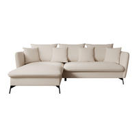 ECKSOFA FERRO Creme Chenille mit Schlaffunktion - Creme, Holz (258/167cm) - MASSENO