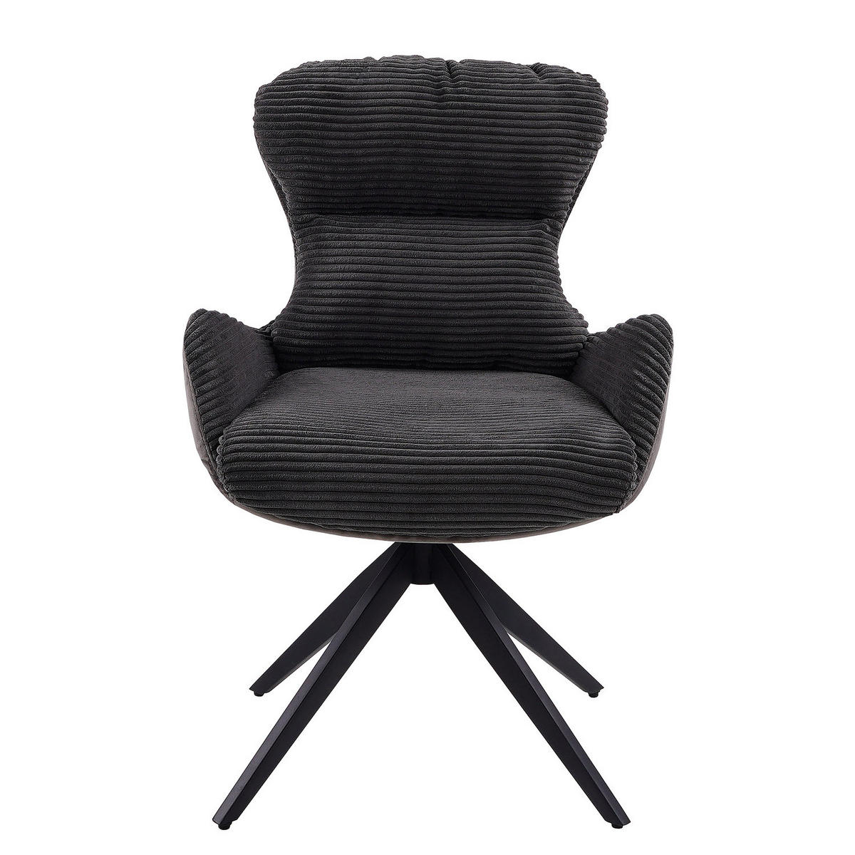 ARMLEHNENSTUHL - 2er-Set - Schwarz, Textil/Metall (58/88/68cm) - home24