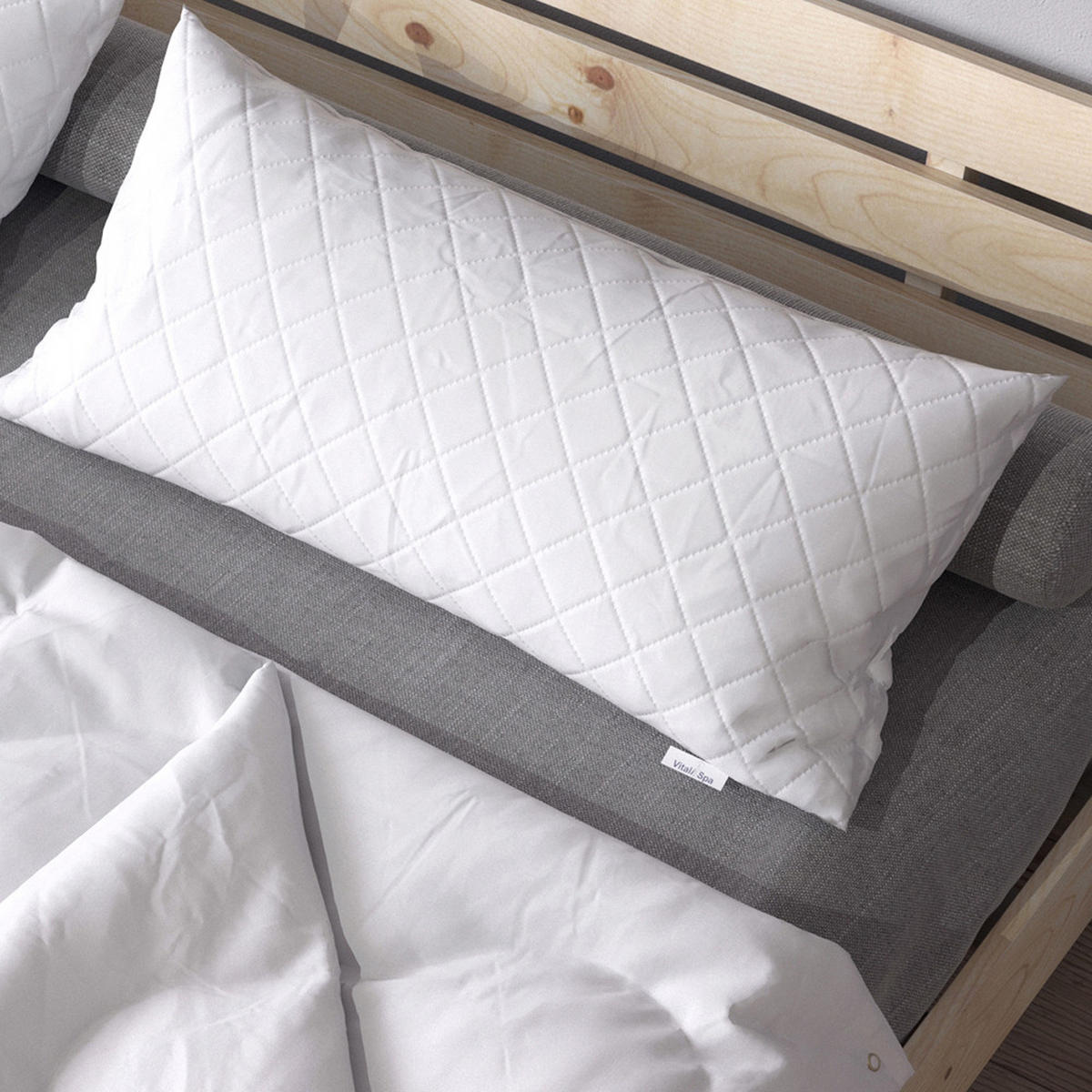 KOPFKISSEN Weiß 40 x 80 cm 2er Set - Weiß, Textil (40/80cm) - VitaliSpa
