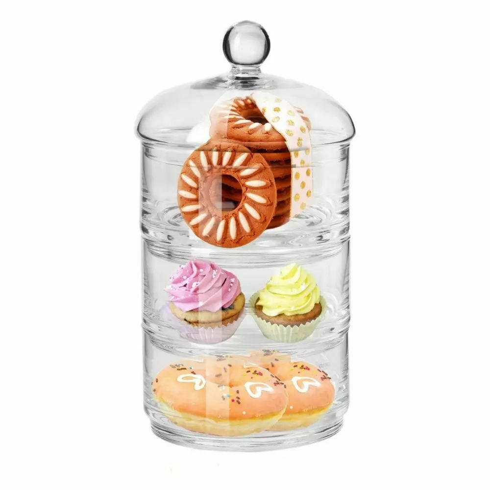 GLASBEHÄLTER MIT DECKEL, 3er-Set, Handgemacht - Transparent, Glas (15.4cm) - Krosno Glass