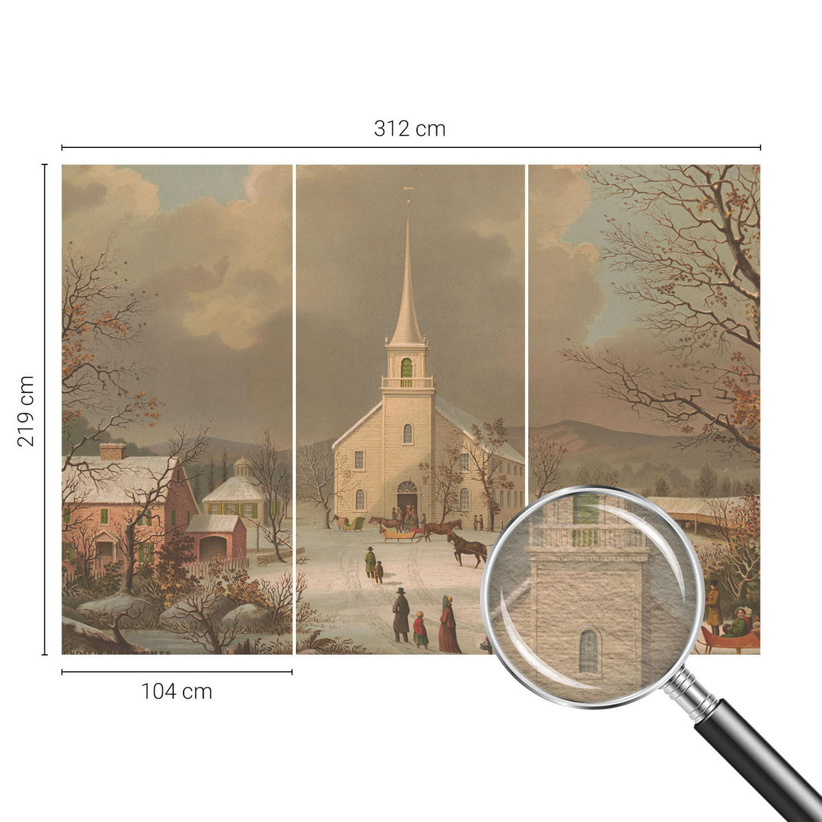 FOTOTAPETE 312x219 cm - Winterlandschaft - Braun, Textil (312/219cm) - Wallfluent