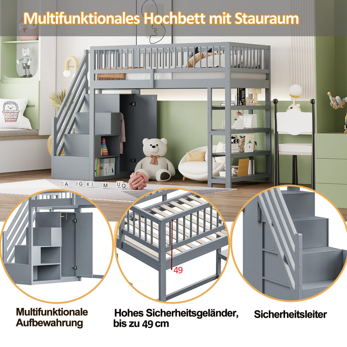 HOCHBETT Massivholz 90/200 cm Grau - Grau, Holz - Raumix