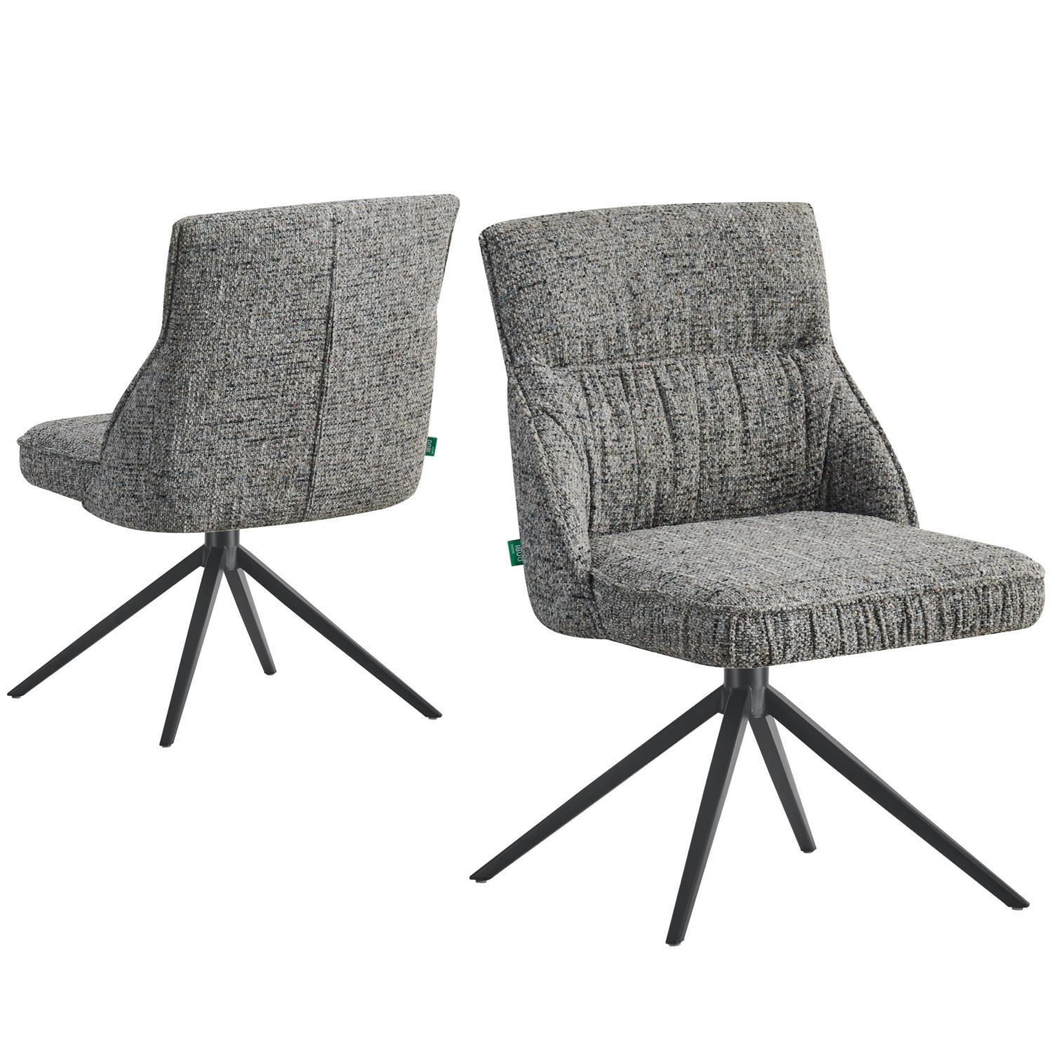ESSZIMMERSTUHL MIRELA 2er-Set - Dunkelgrau/Schwarz, Textil/Metall (49/84/62cm) - DUBI Möbel
