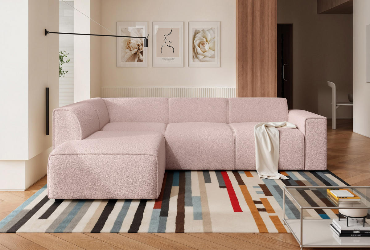 ECKSOFA ZAVO Feiner Mischstoff in Rosa - Rosa, Holzwerkstoff/Kunststoff (310/218cm) - Idohome