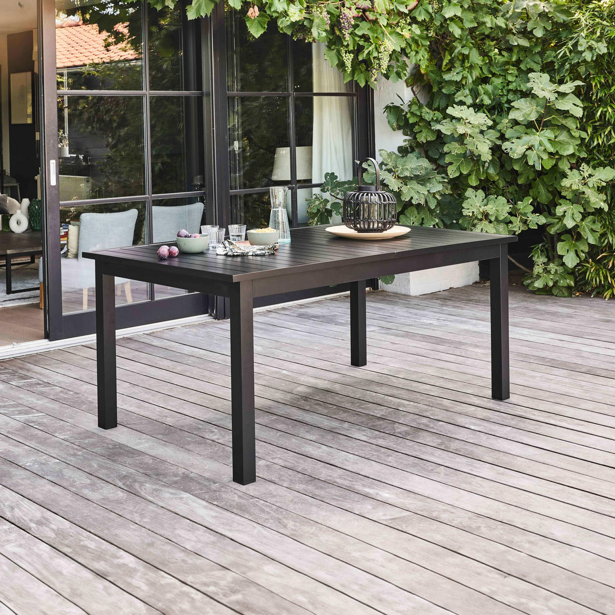 GARTENTISCH ausziehbar, Schwarz - Schwarz, Metall (100/238/74cm) - Oviala