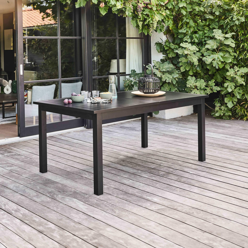 Thumbnail - Oviala Gartentisch, Schwarz, Metall, Rechteckig, 238x74x100 cm, Gartenmöbel, Gartentische, Gartentische
