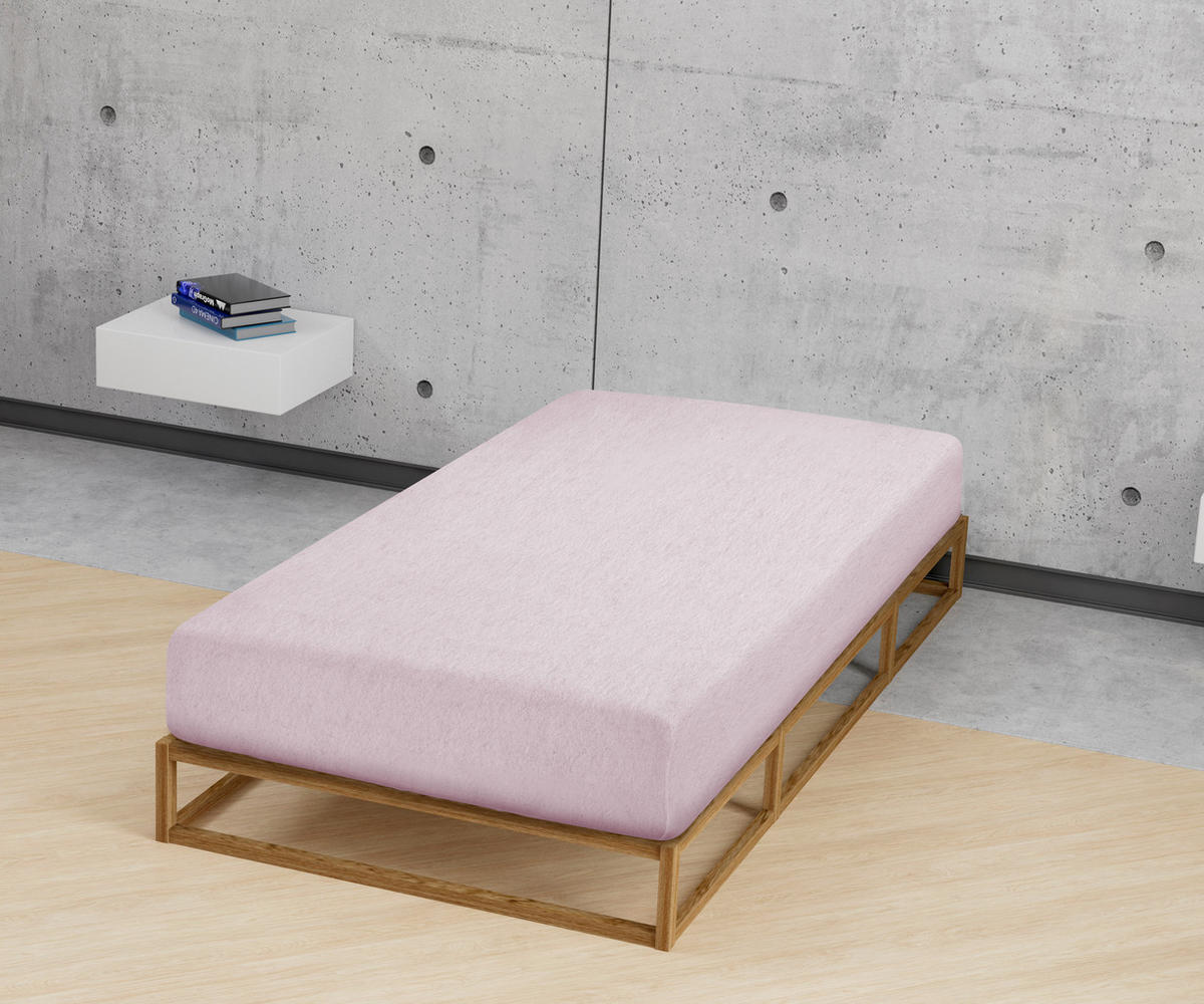 SPANNBETTTUCH Biber Melange UNI rose, 140x200 cm - 160x200 cm - Rosa, Textil (160/200cm) - biberna