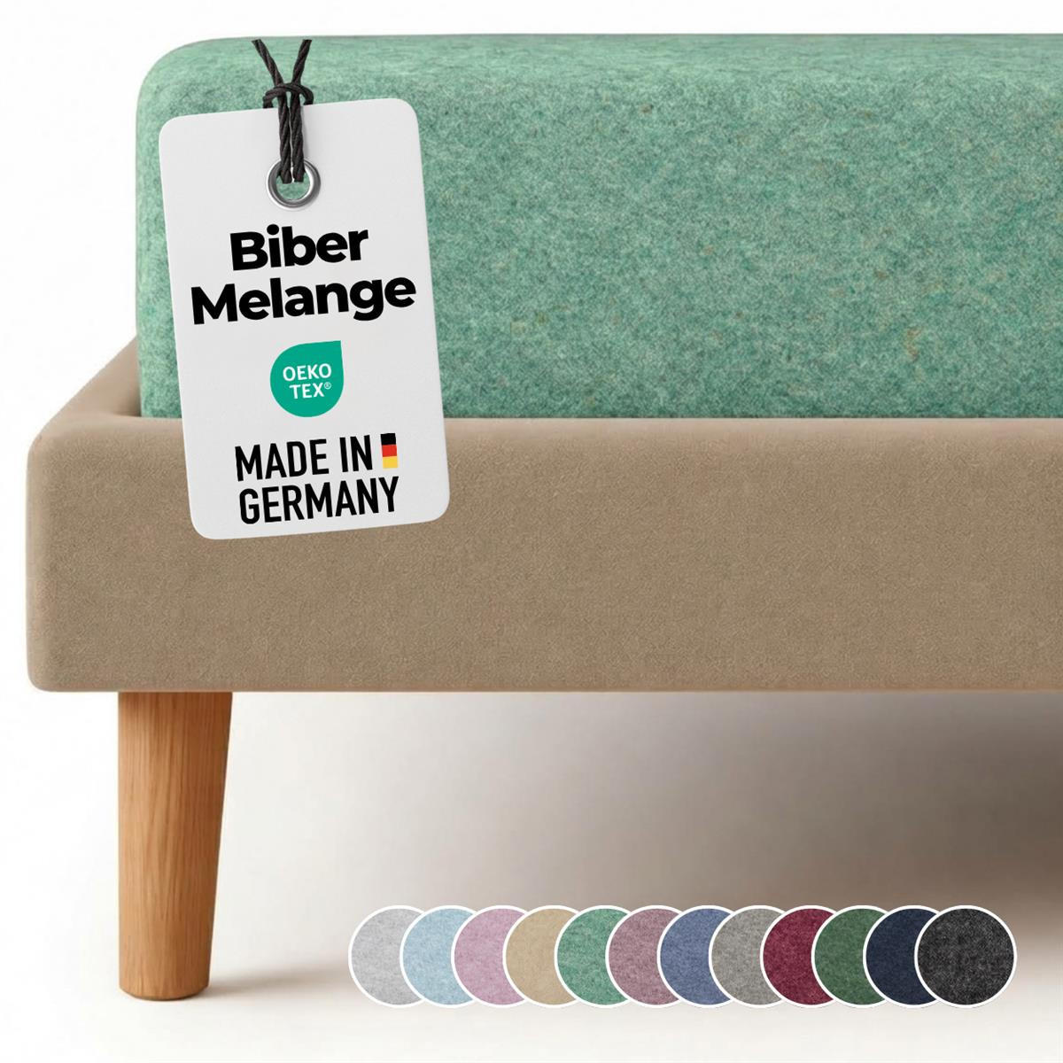 BIBER-SPANNBETTLAKEN 180x200 - 200x200 cm Made in Germany! Warme Winter Flanell Bettlaken aus 100% Baumwolle, Spannbetttuch Grün - Grün, Textil (180/200cm) - Carpe Sonno