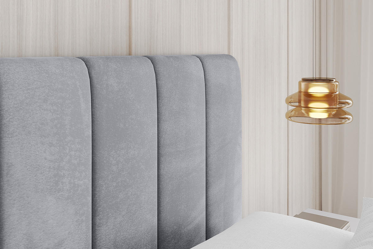 POLSTERBETT mit Bettkasten, Fußteil und Lattenrost, Boxbett ohne Matratze - STERA-Z 180x200 Hellgrau - Hellgrau, Holzwerkstoff/Textil (180/200cm) - ALTDECOR