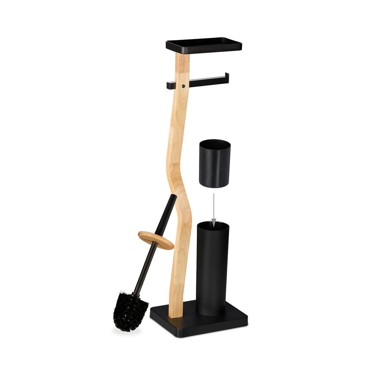 WC-GARNITUR - Schwarz, Holz/Kunststoff (23/80.5/18cm) - Relaxdays