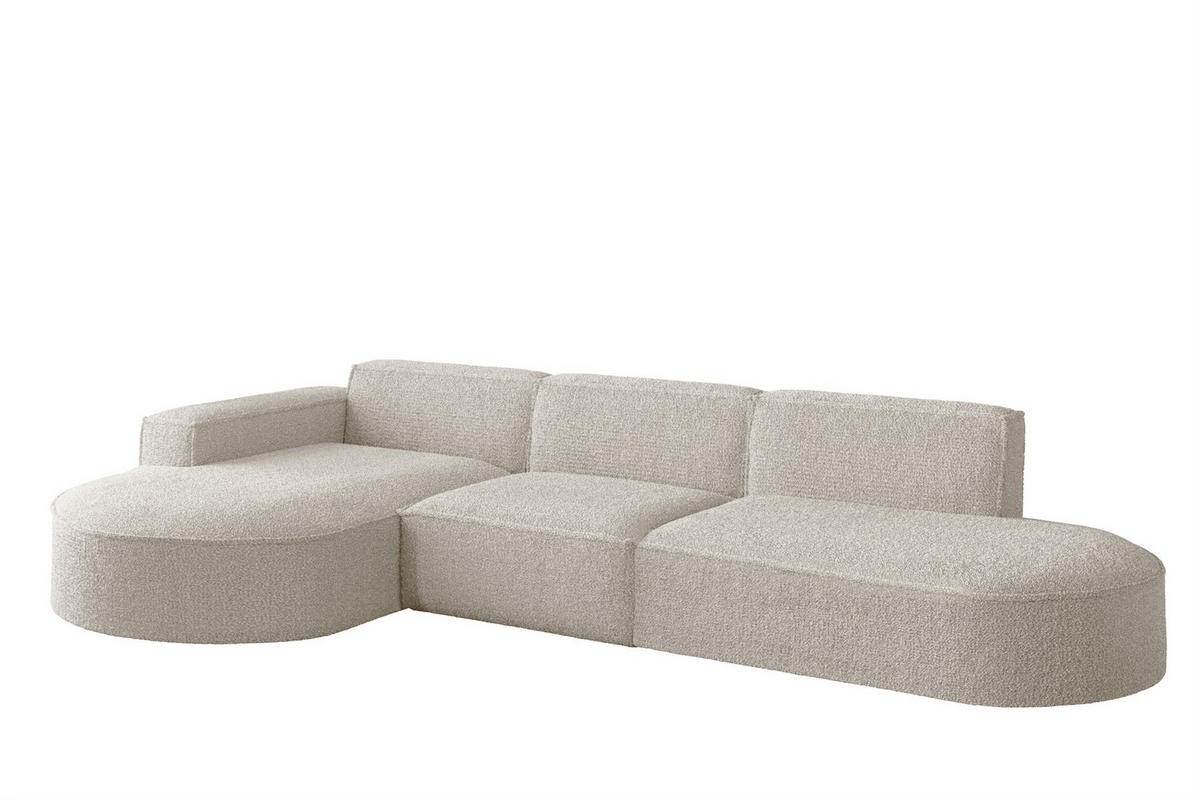 ECKSOFA Ottomane Palma Ascot Bukla - Beige, Holzwerkstoff/Textil (296/165cm) - Fun Möbel
