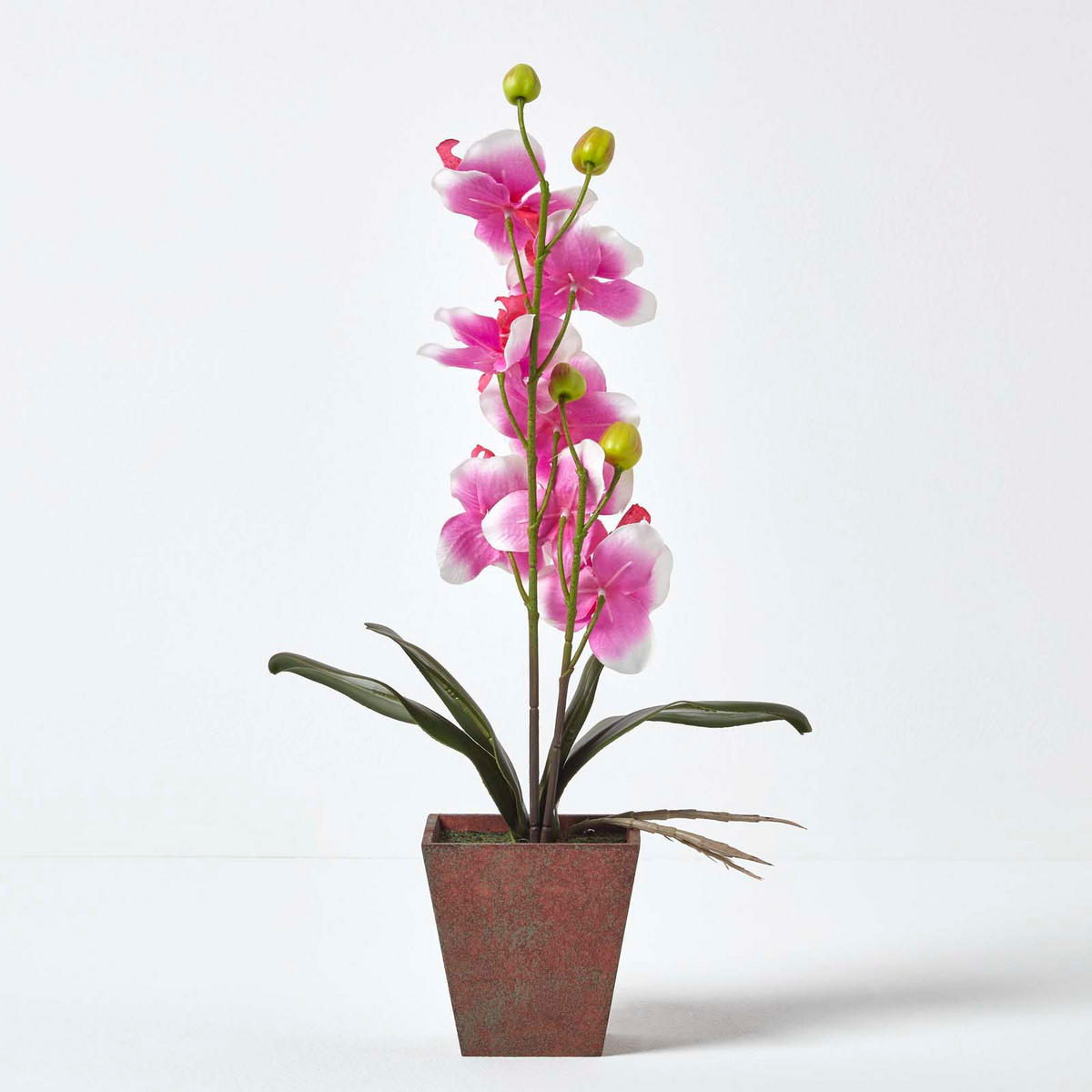 KUNSTBLUME Orchidee rosa im Deko-Topf, 48 cm - Pink, Kunststoff (48cm) - Homescapes
