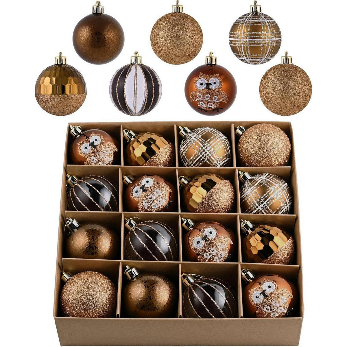 WEIHNACHTSKUGELN 16-teiliges Set 6 cm Bronze/Goldfarben - Multicolor, Kunststoff (6/6/6cm)