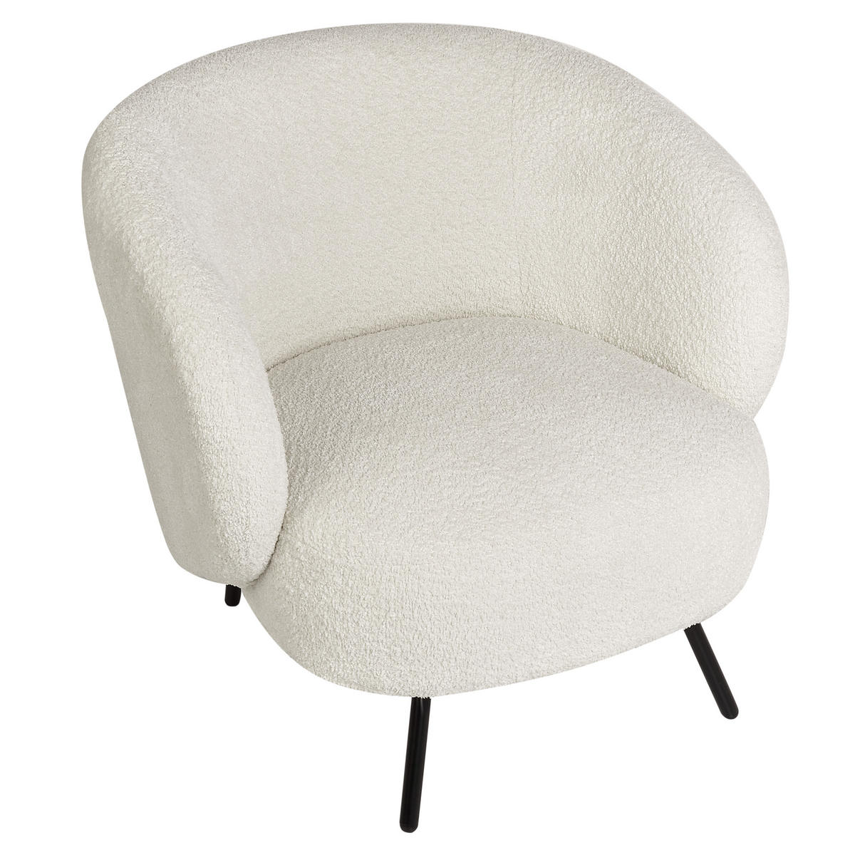 SESSEL Bouclé Cremeweiß Makela - Schwarz/Weiß, Textil (75/72/74cm) - Beliani