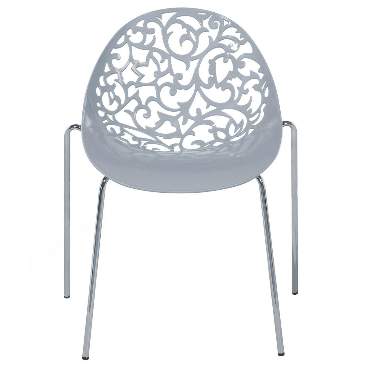 STUHL 4er-Set Kunststoff Grau Mumford - Grau, Kunststoff/Metall (62/80/43cm) - Beliani