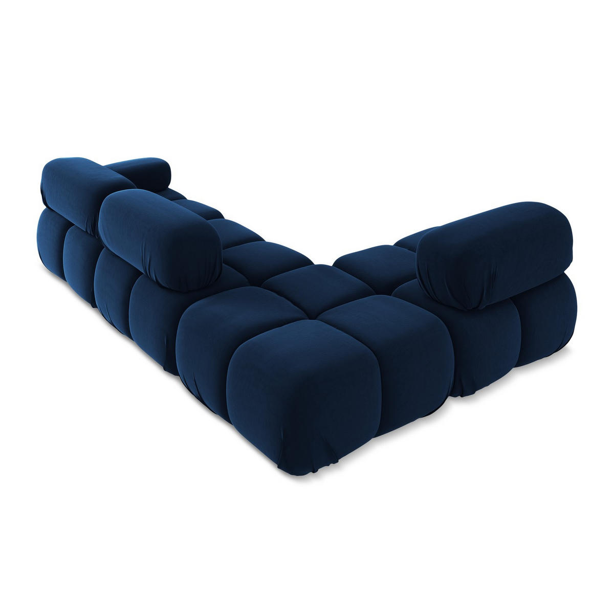 ECKSOFA Links Samt Stoff Blau - Blau/Schwarz, Kunststoff/Textil (190/285cm) - LaMiaSofa