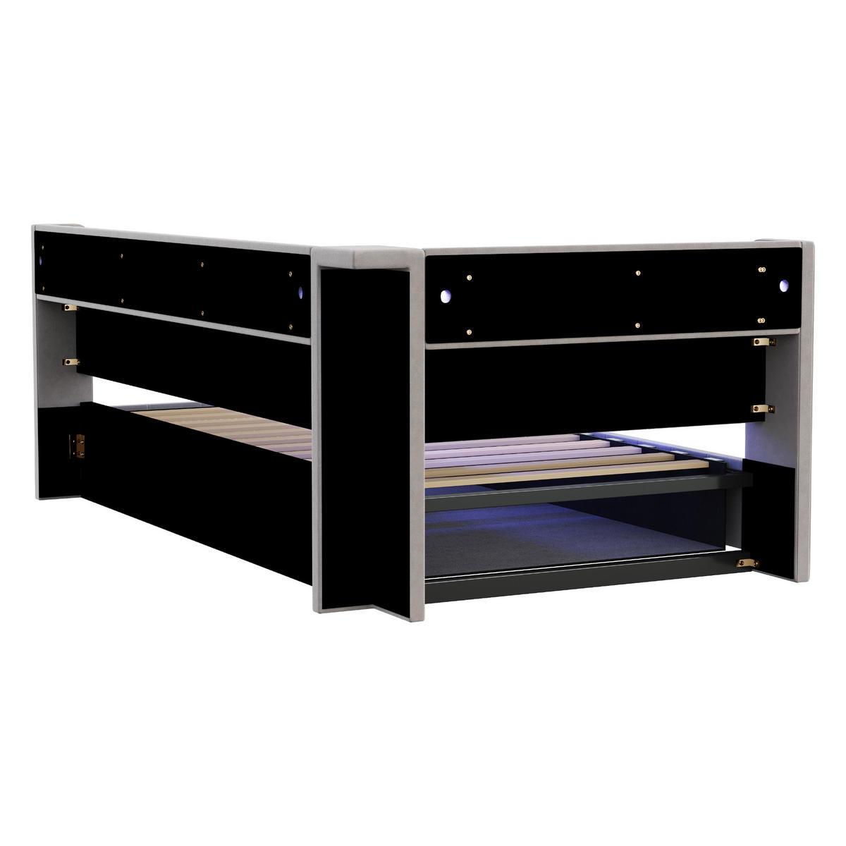 SOFABETT mit Stauraum 90x200 cm Samt Hellgrau - Hellgrau, Metall (90/200cm) - Meubliv