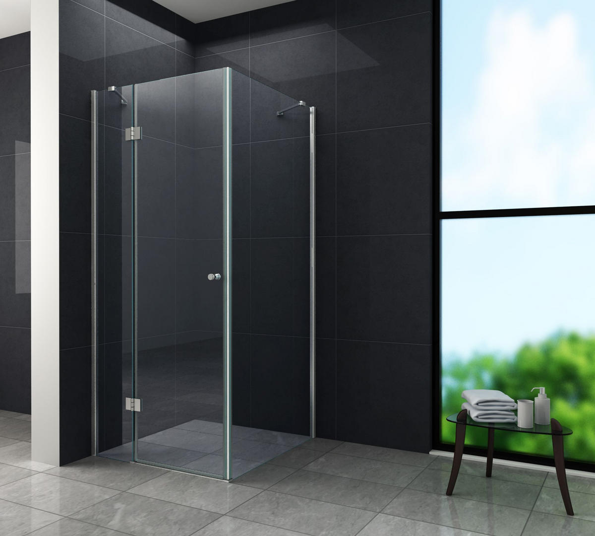 DUSCHKABINE NOVUM Klar 80 x 80 x 170 cm 8 mm ESG - Klar, Glas (80/80/170cm) - Glasdeals
