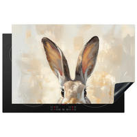 HERDABDECKPLATTE Hase - Ohren - Braun Induktionsschutz 81.6x52.7 cm - Beige, Kunststoff (81.6/52.7/0.2cm) - MuchoWow