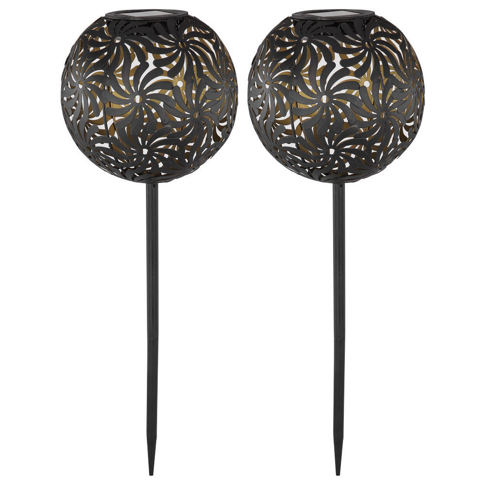 LED AUSSENLEUCHTE Geflechtkugel Schwarz Gold - Schwarz, Metall (18.5/18.5/54cm)