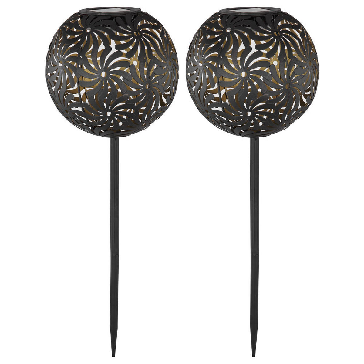 LED AUSSENLEUCHTE Geflechtkugel Schwarz Gold - Schwarz, Metall (18.5/18.5/54cm)