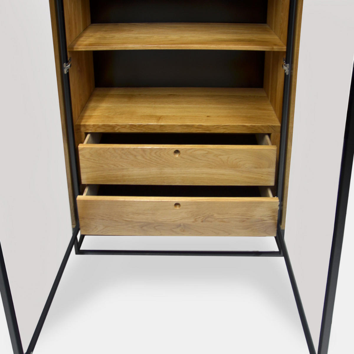 VITRINE aus Eichenholz ins Wohnzimmer Arbeitzimmer MERIS - Eichefarben, Holz (100/160/40cm) - Rawood Furniture