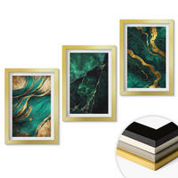 WANDBILDER 3er Set - 20x30 cm Goldrahmen - Elegante Steinmuster - Goldfarben, Kunststoff (20/30cm) - ArtPrintCave