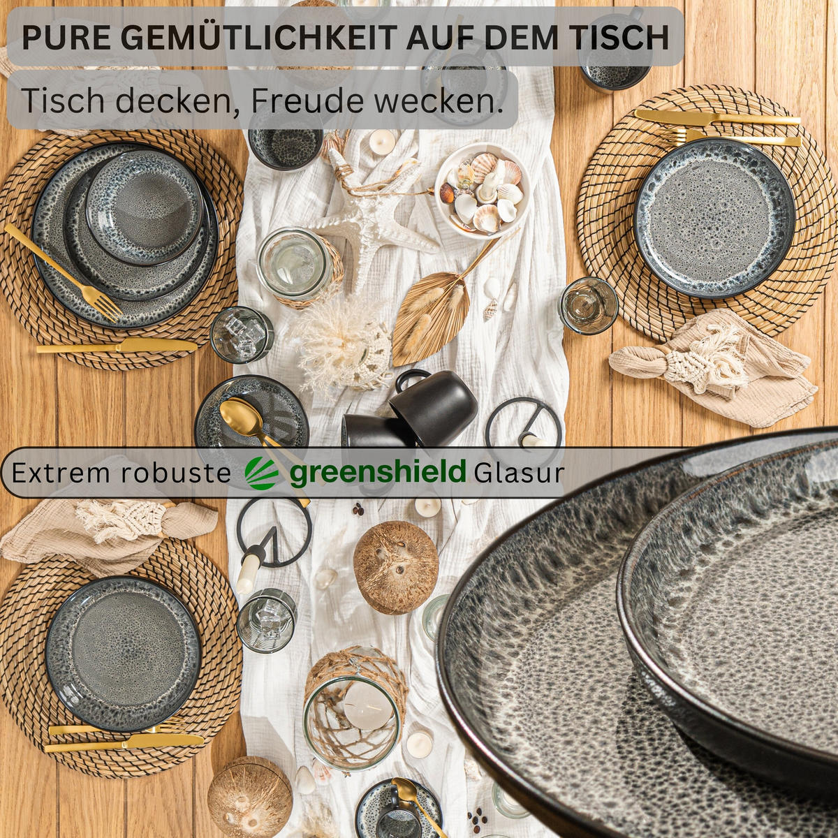 DESSERTTELLER SET SYDNEY - 6 teilig aus Steingut - Grau, Keramik (15.5cm) - Sänger