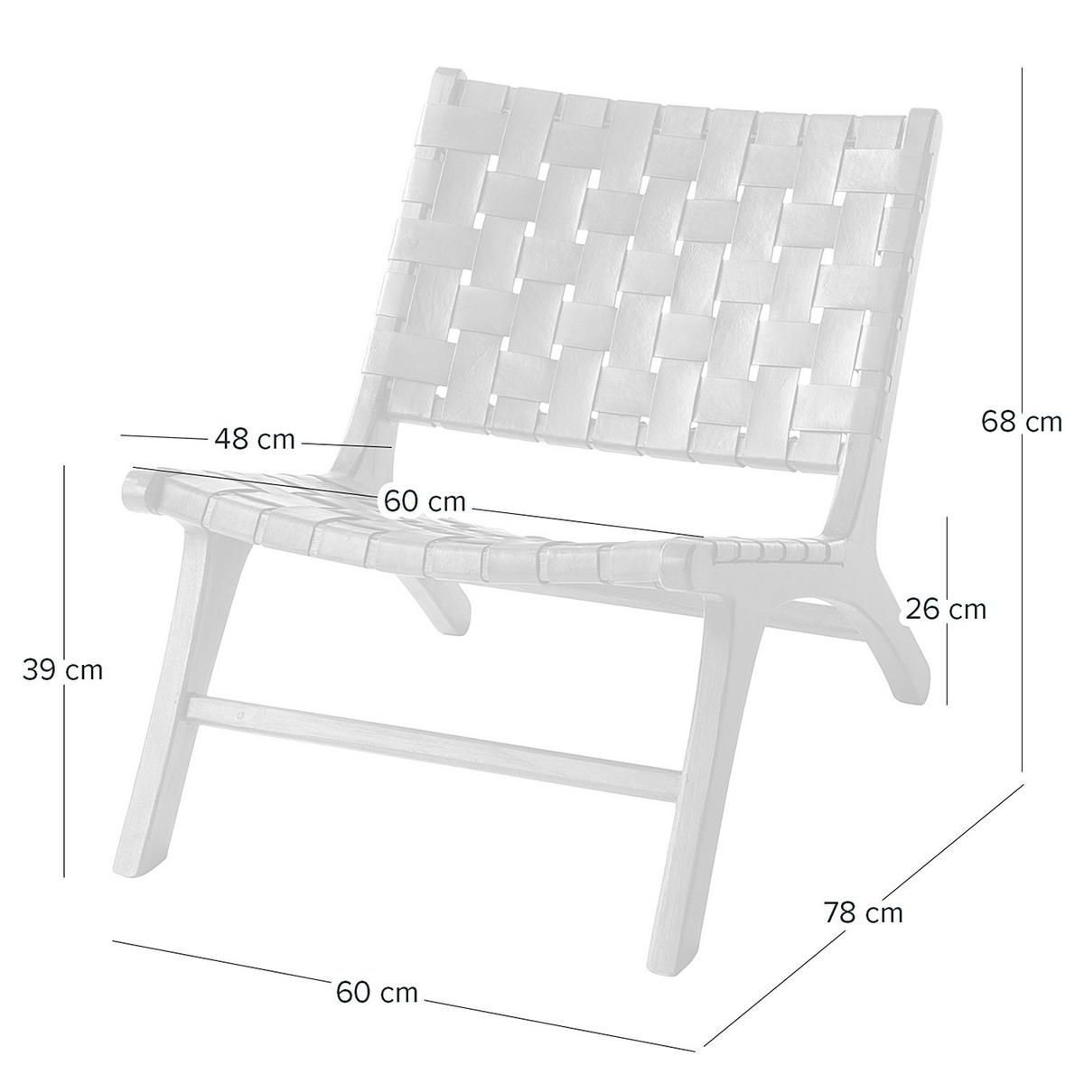 STUHL - Echtleder / Teak massiv - Teakfarben, Leder (60/68/78cm) - home24