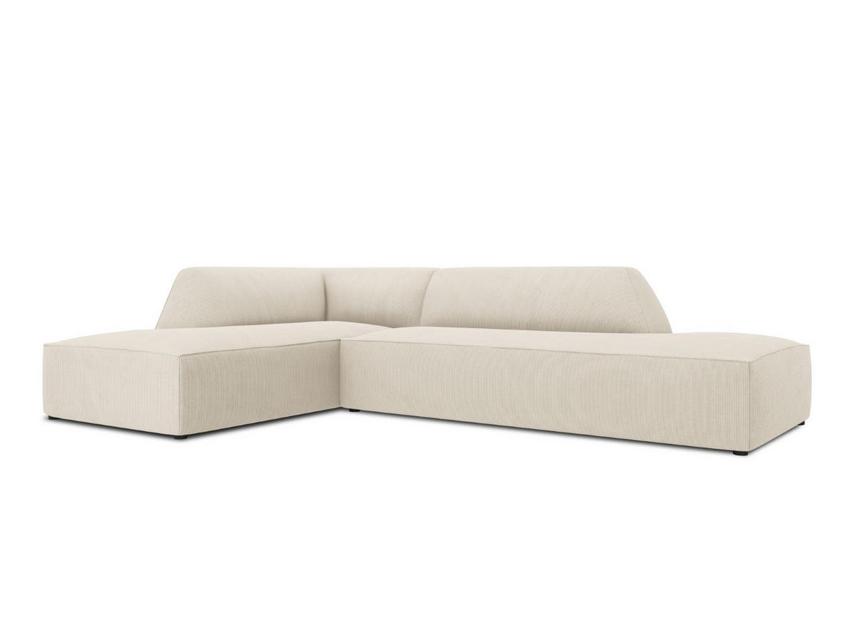 ECKSOFA links Ruby aus Cord leichtes beige 4 Sitzplätze - Creme, Textil (180/273cm) - Micadoni